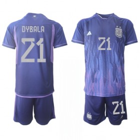 Camiseta de fútbol Argentina Paulo Dybala 21 Niño 2ª equipación Copa Mundo 2022